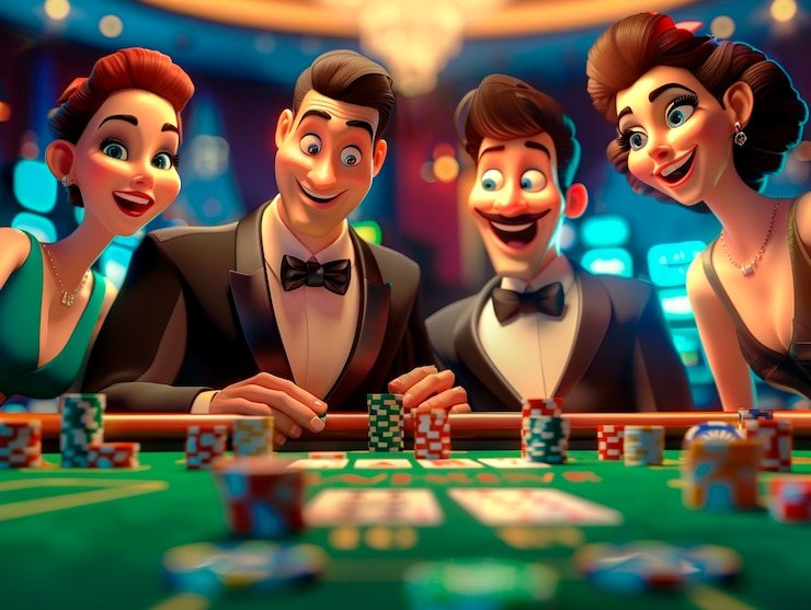 In-game view showing cards, dealer video, and chat window